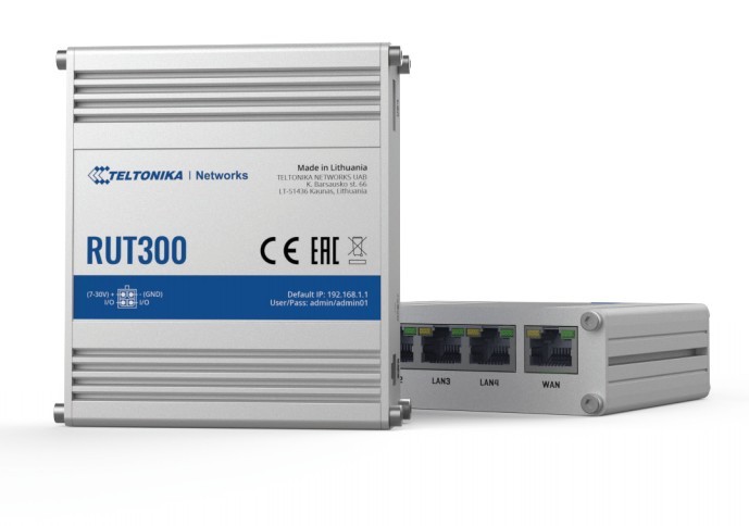 Teltonika RUT300 Routeur connecté Fast Ethernet Bleu, Métallique