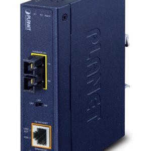 PLANET IP30 Industrial 10/100/1000BA convertisseur de support réseau 1000 Mbit/s Bleu