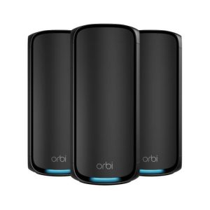 NETGEAR Orbi 970 Series Quad-Band WiFi 7, 3-Pack Quad-band (2.4 GHz / 5 GHz-1 / 5 GHz-2 / 6 GHz) Wi-Fi 6 (802.11ax) Noir Interne