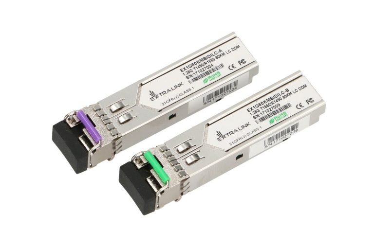 Extralink SFP 1.25G WDM 1490/1550nm SM 80km LC DOM pair module émetteur-récepteur de réseau Fibre optique 1250 Mbit/s