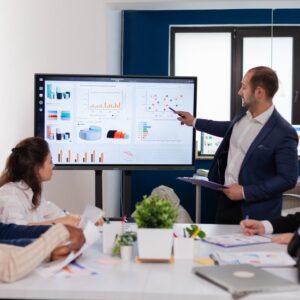 Écran interactif Sharp 65" série LB, UHD, 400 cd/m2, résistant 16/7, PrecisionTouch, 20 points de contact, emplacement OPS, Android SoC, installation d'applications à partir d'autres sources, USB-C